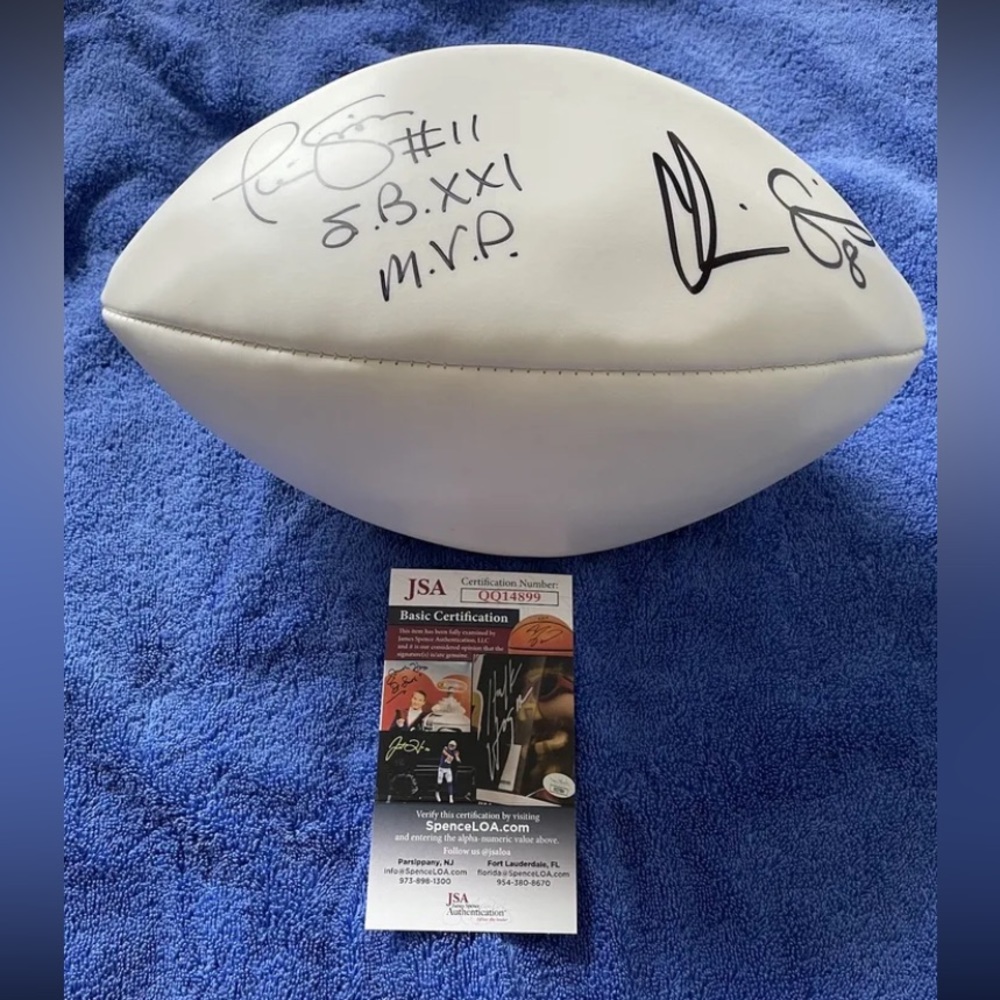 NFL Phil Simms Signed White Panel Football with JSA CoA